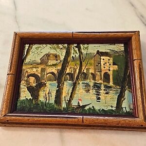 LENWILE ARDALT OIL PAINTING MANTES - LA - JOLIE BRIDGE SCENE